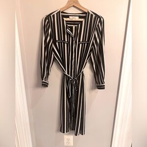 Black and cream striped shirt dress